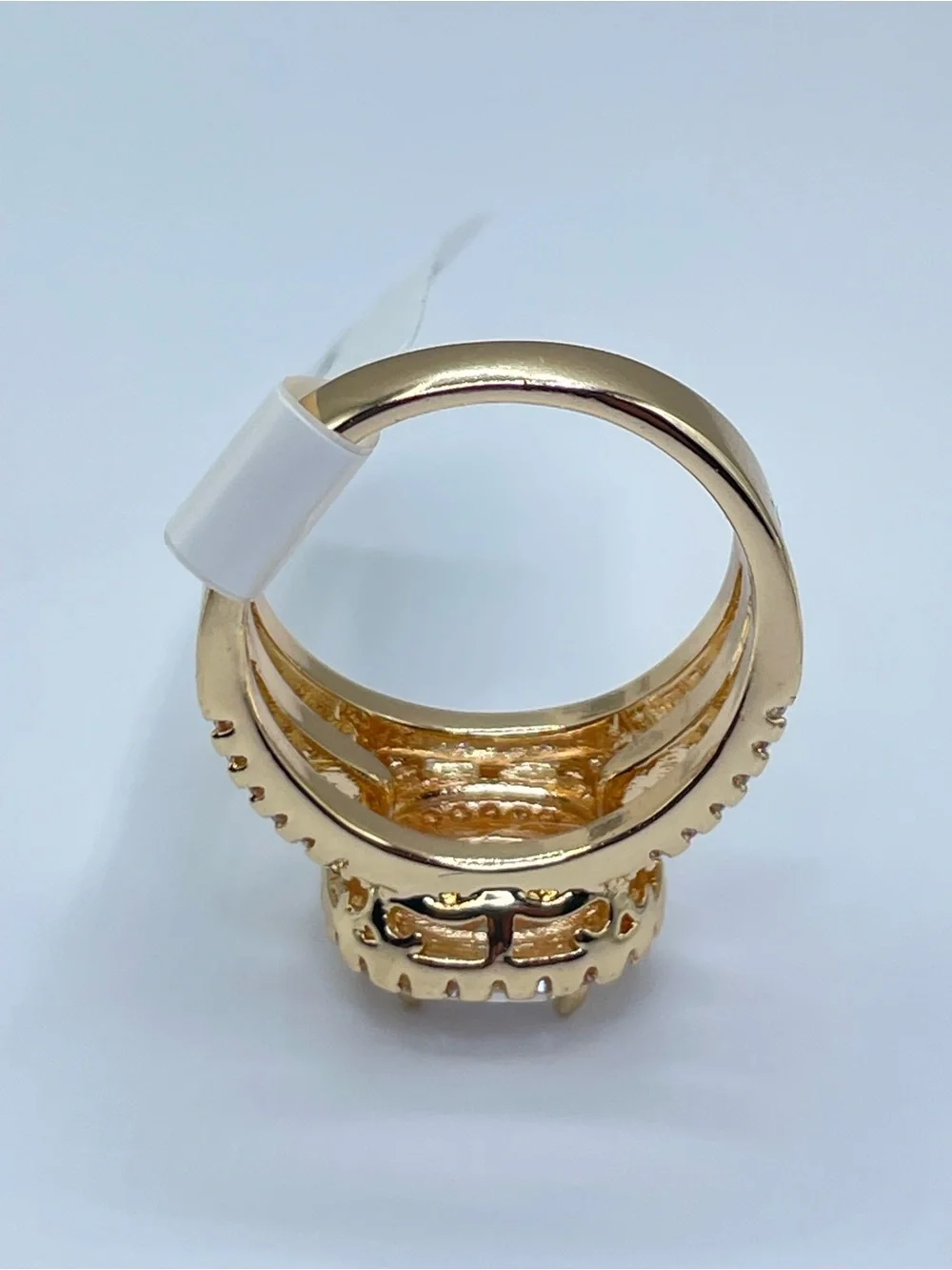 Swarovski Crystal Elements White Crystal Halo Statement Bold Ring Sz 9